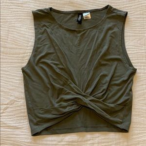 H&M olive green crop top